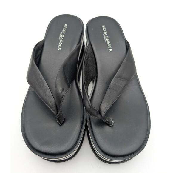 Kelsi Dagger Gigi Platform Wedge Flip Flop Sandal Women's Black Size US7.5 EU38 - Picture 3 of 11